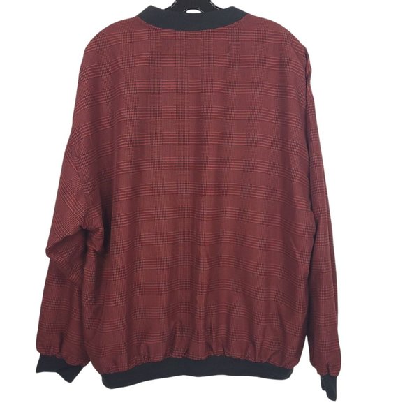 Divots Cypress Lakes Pullover Mens Size L Golf Windbreaker Red Black Check - Picture 2 of 7